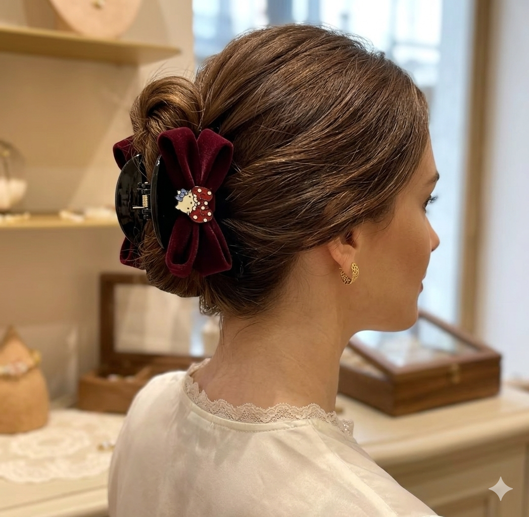 Hello Kitty Velvet Ribbon Hair claws